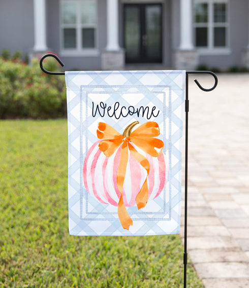 Fall Pink Pumpkin Coquette Garden Flag